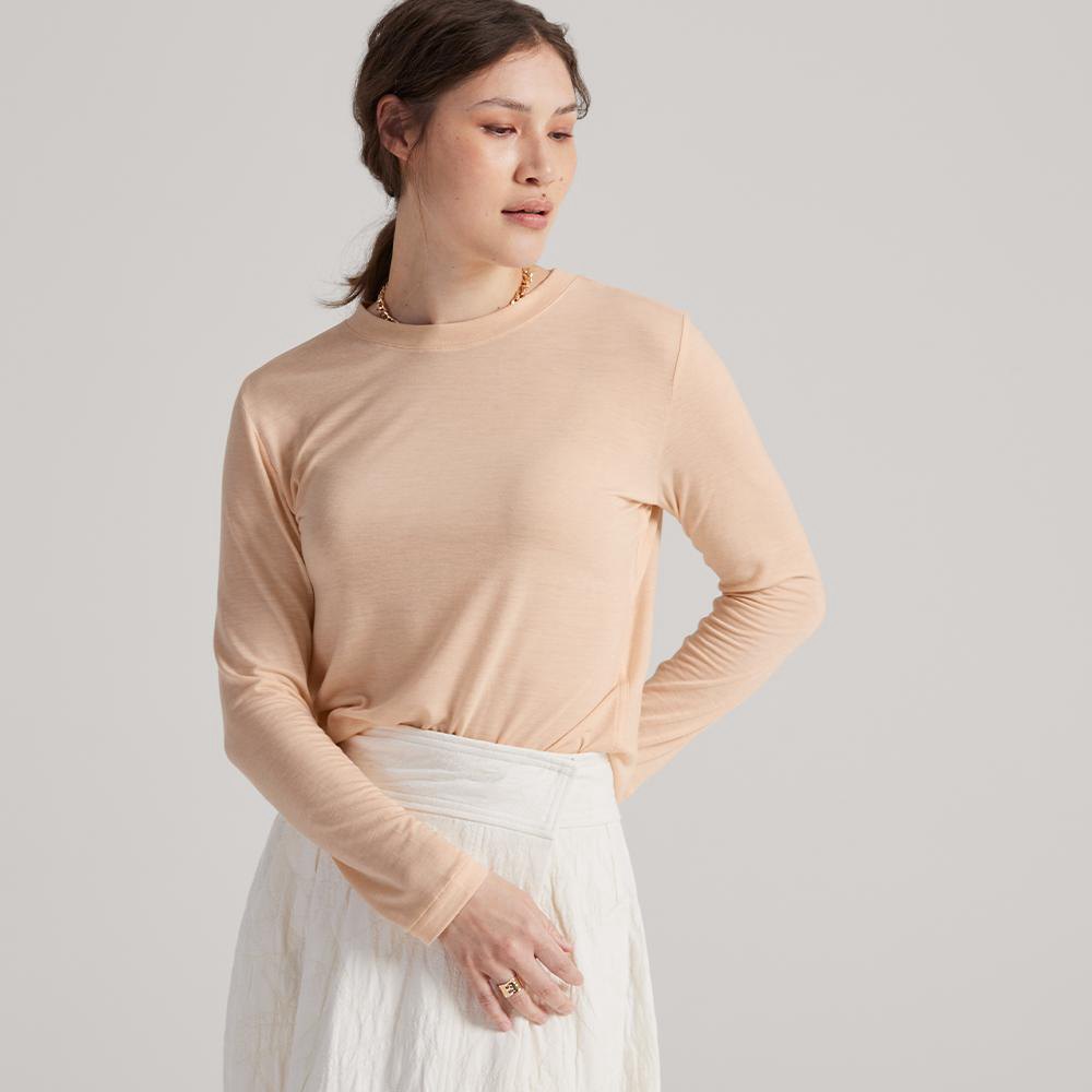 Allbirds Women's T-Shirt Beige - TrinoXO™ Long Sleeve - 70836SDXQ